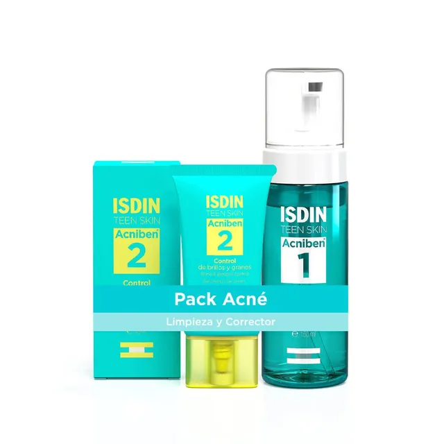 isdin-acniben-pack-limpiador-purificante-espuma-gel-crema-control-brillos image 1